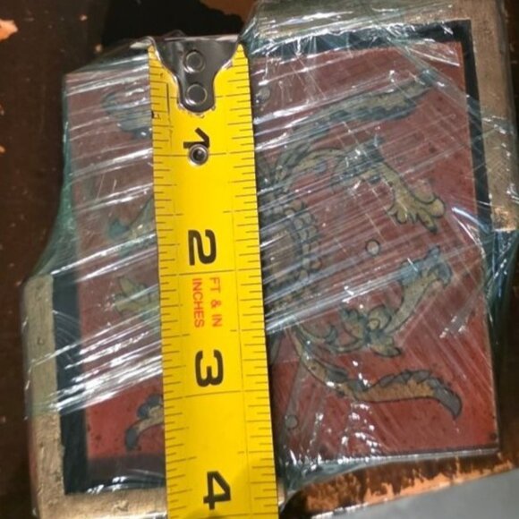 4 Vintage Coasters Square Floral Gold French Country & Holder 4x4 Inches - Picture 7 of 7